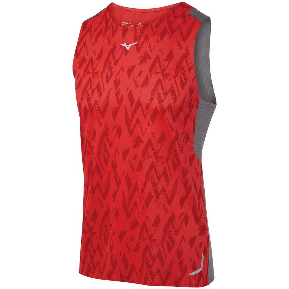 Mens Mizuno Aero Running Tank Top Red Philippines (BRCFLM510)